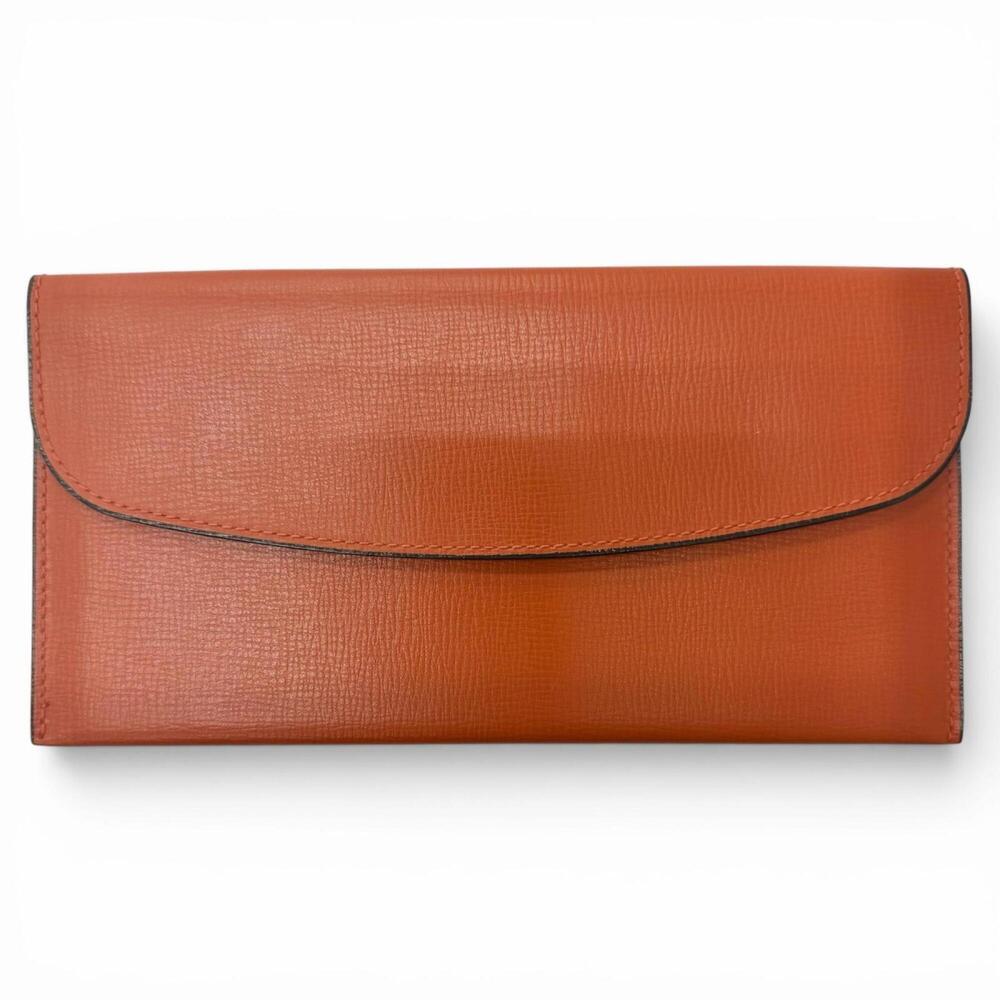 Valextra Leather Flap-Type Multi-Case Billfold Long Wallet Brown Made in Ital...